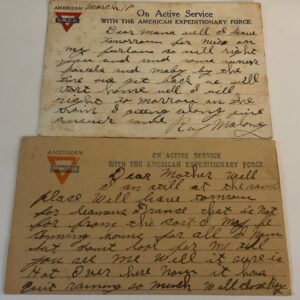 2 WWI AEF YMCA postcards - Camp Hospital 9